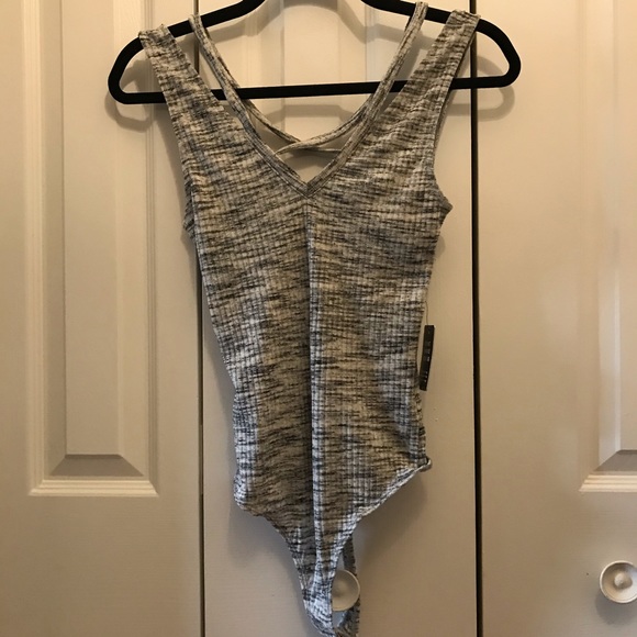 NEW with tags! Heathered V-Neck Thong Bodysuit - Picture 2 of 5